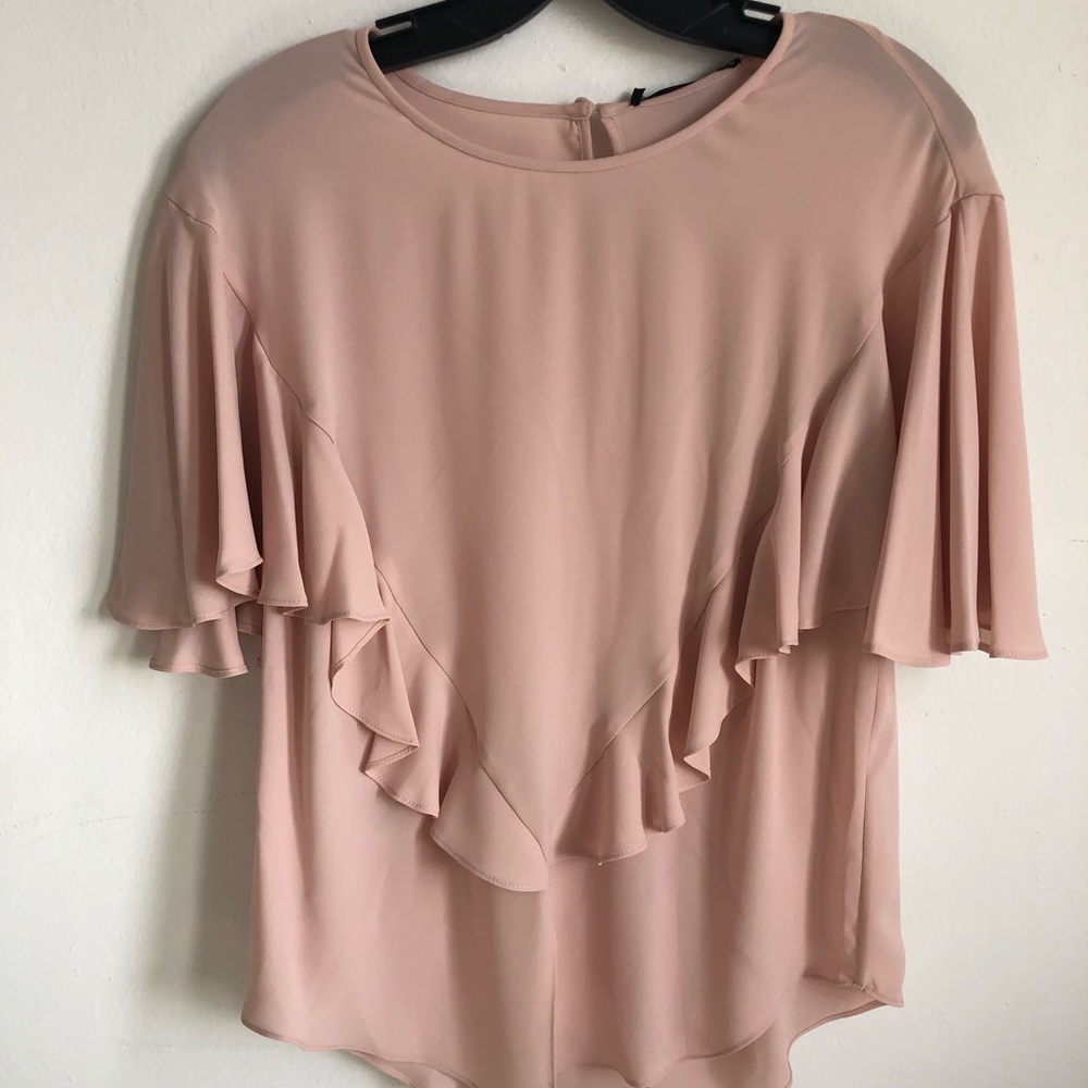 Bcbgmaxazria Ruffle Split-Front Blouse Blush - image 5